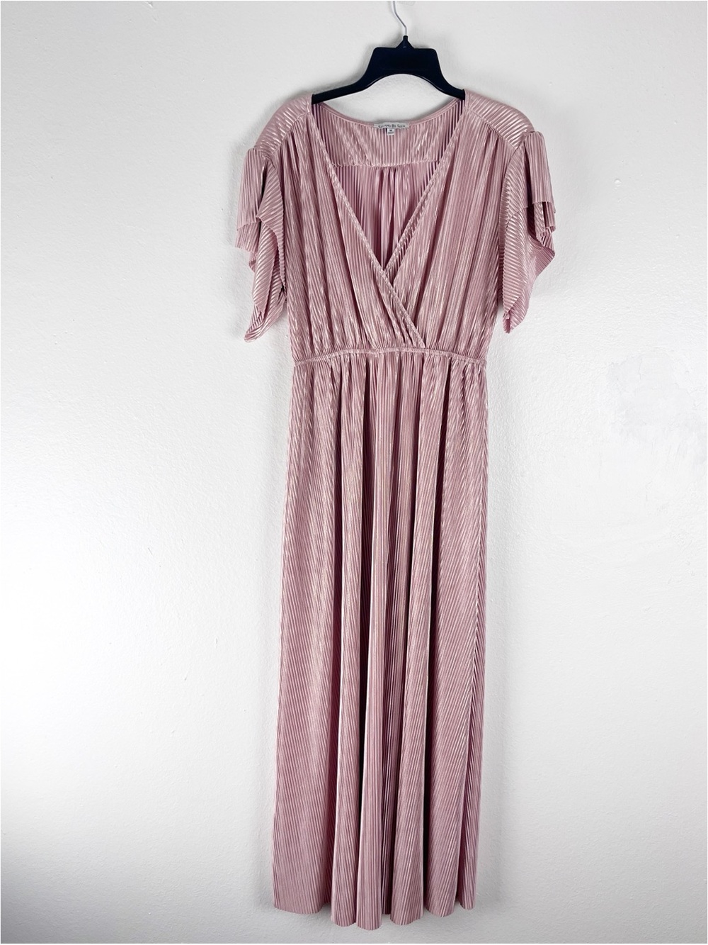 SEE AND BE SEEN Rose Gold V-Neck Elastic Waist Maxi Dress Size Medium